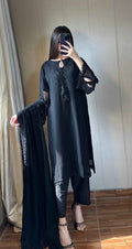 Jasmin Black Chiffon Kurta Set