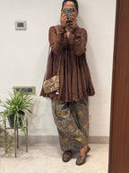 Brown Anarkali with Cotton Farshi Salwar