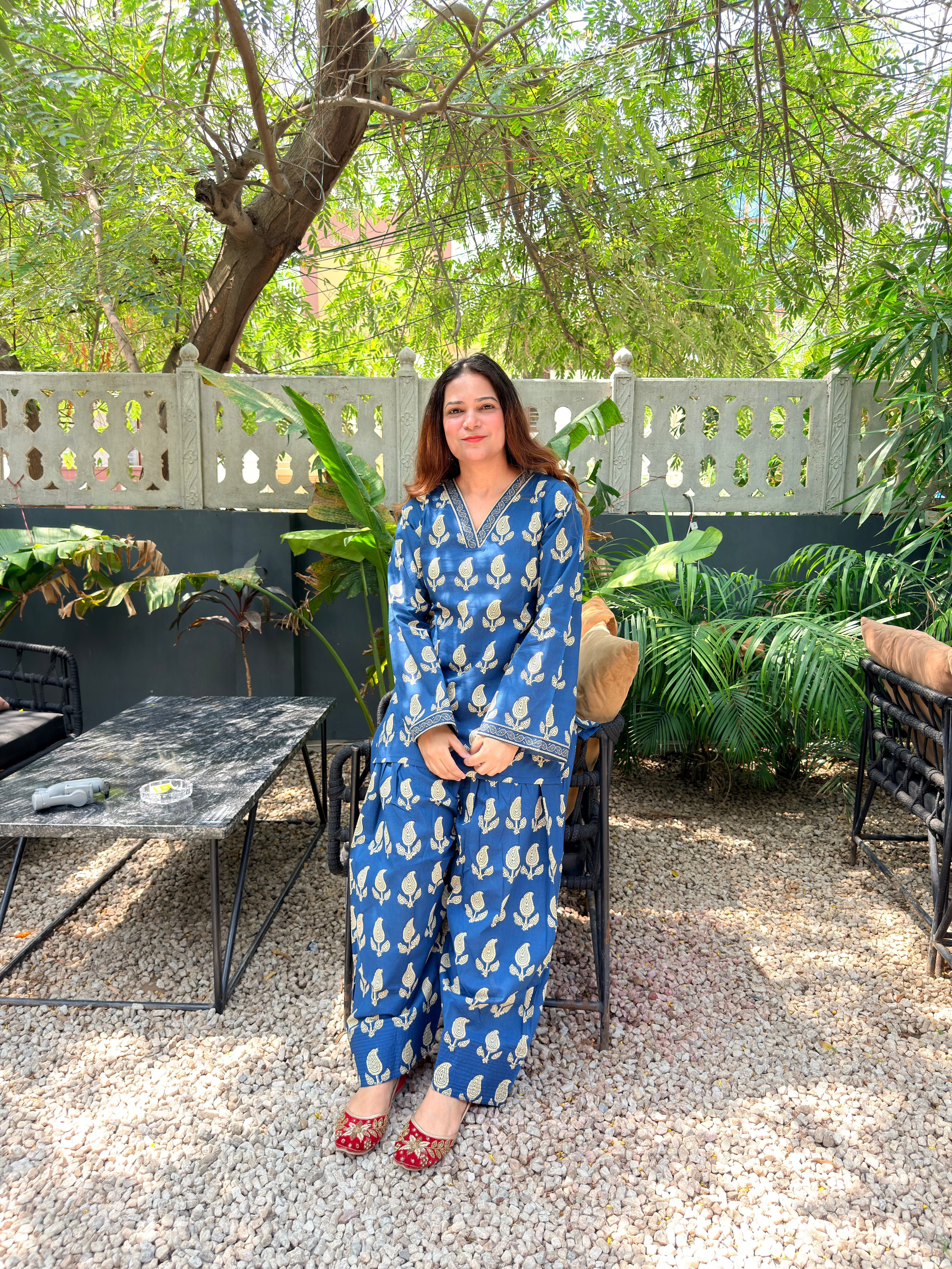 Blue Printed Farshi Salwar Set