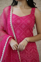 Yashvi Pink Embroidered Georgette Kurta Sharara Set