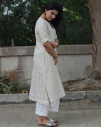 Premium linen Lemon Stripe Long kurta