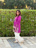 Anvika Fuchsia Bloom Embroidered Kurta Set