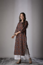 Maroon Blue Straight Kurta