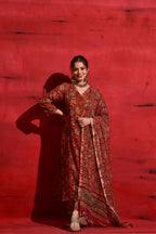 Red Kalamkari Suit Set