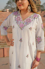 Siya White Chanderi Chikankari Suit Set