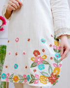Ivory Sunkissed Petals Threadwork Cotton Co-ord