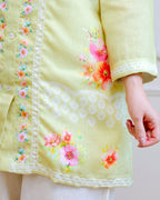 Lime Blossom Pearl Threaded Linen Cotton Co-ord