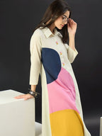 Women Colourblocked Regular Pure Cotton Kurta with Palazzos
