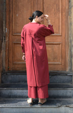 Maroon Antifit Co-ord Set with wide legged pyjama