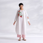 Anaar Patchwork Cotton Kurta Set - Peach
