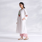 Anaar Patchwork Cotton Kurta Set - Peach
