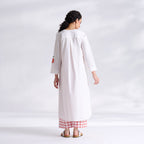 Anaar Patchwork Cotton Kurta Set - Peach