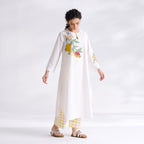 Anaar Patchwork Cotton Kurta Set - Yellow