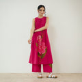 Belle Slub Cotton Kurta Set - Magenta