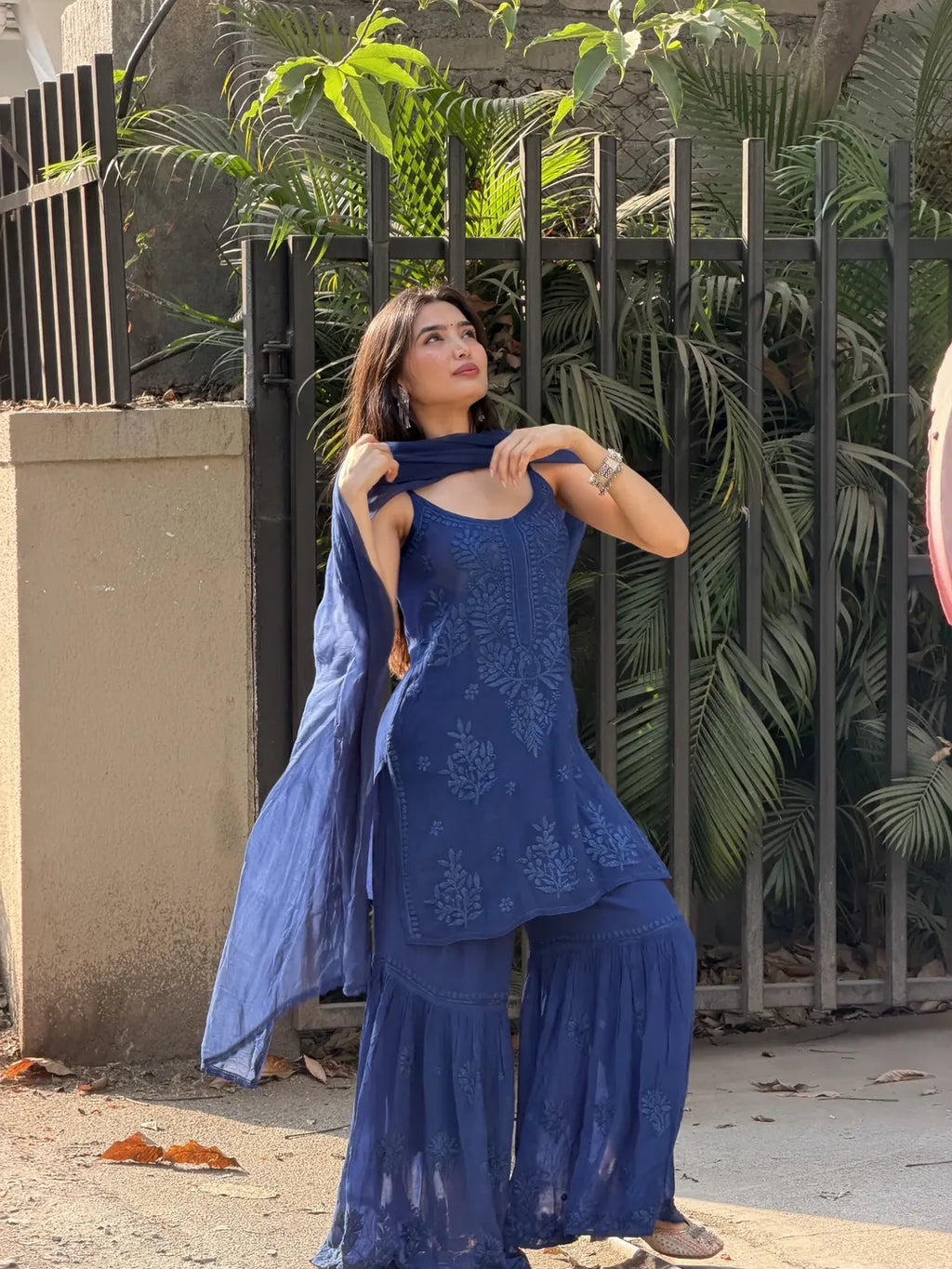 Seraya Midnight Chikankari Sharara Set