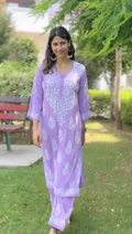 Harshita Olive Cotton Chikankari Straight Kurta Set