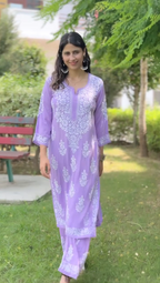 Harshita Olive Cotton Chikankari Straight Kurta Set