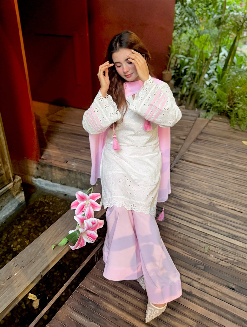 Evara Pastel Pink Embroidered Suit Set