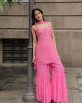 Sara Rose Pink Chikankari Gharara Set