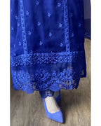 Aalina Navy Delight Chiffon Embroidered 4PC Dress