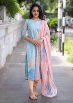 Meera Snow Glint Top Dupatta Set