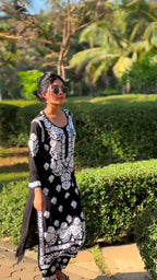 Indira Black Chikankari Kurti Pant Set