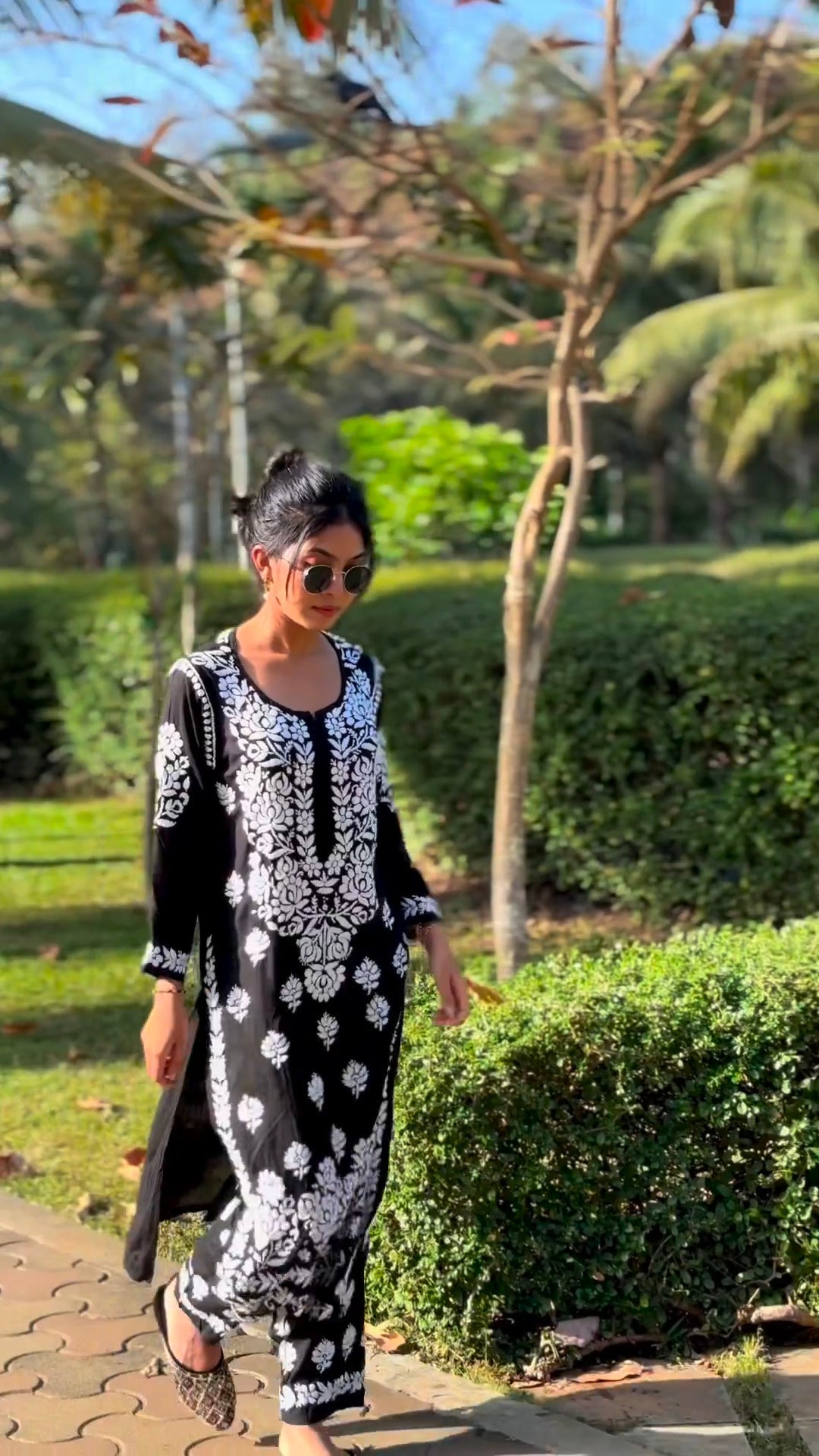 Indira Black Chikankari Kurti Pant Set