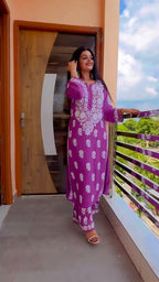 Apoorva Royal Purple Chikankari Kurti Pant Set