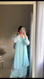 Harini Sky Blue Chikankari Kurta Palazzo Set