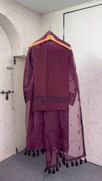 Darpana Wine 3PC Kurta Set