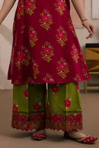 Mahira Gul Maroon Floral Palazzo Suit Set
