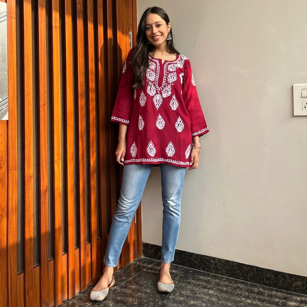 Tara Chikan Rayon A-Line Kurti