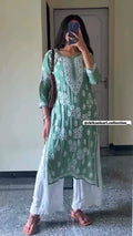 Kairavi White Chikankari Kurti Pant Set