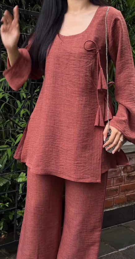 Elara Mocha Linen Co-Ord Set