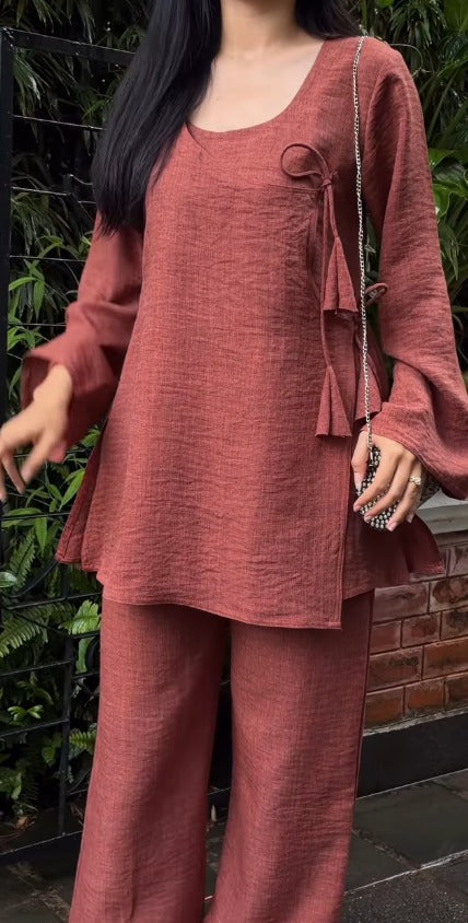 Elara Mocha Linen Co-Ord Set