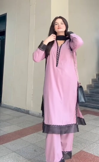 Aveline Blush Contrast Kurta Pant Set