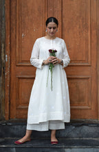 Off White Jamdani Polka dot Kurta with Off White Pyjama