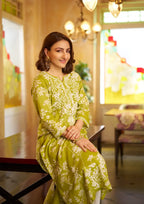 Myra Green Mulmul Printed Kurta