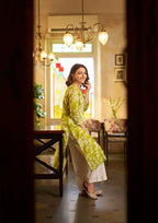 Myra Green Mulmul Printed Kurta