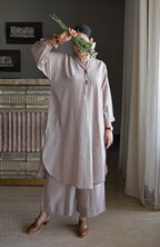 Light Brown Checks Antifit Co-ord Set in Handwoven Cotton