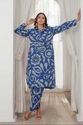 Blue Abstract Printed Coord Set