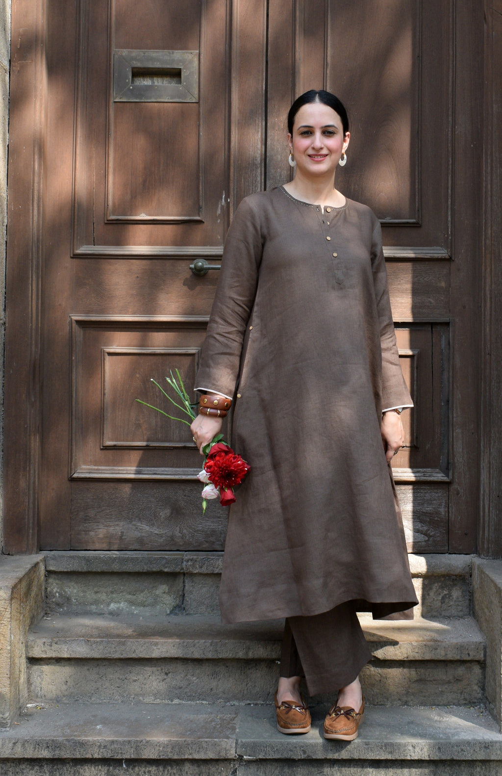 Walnut Brown Linen Co-ord Set