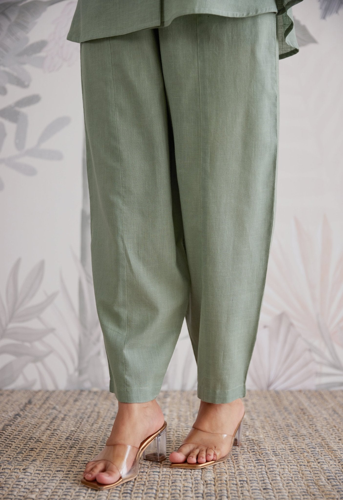 Cotton Slub Solid Moss Green Coord Set