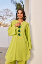 Green Solid Farsi Salwar Coord Set