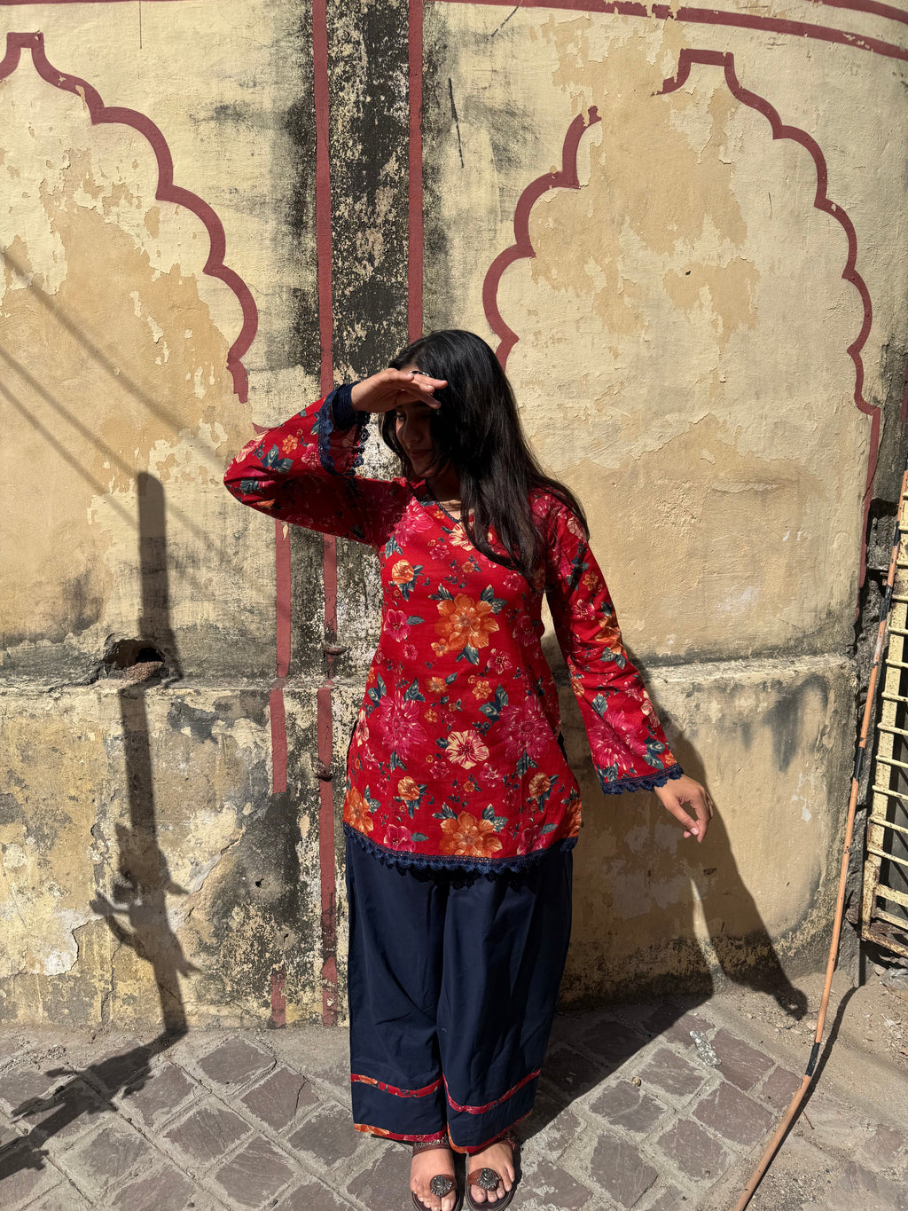 Gulnaar Floral Farshi Salwar Set