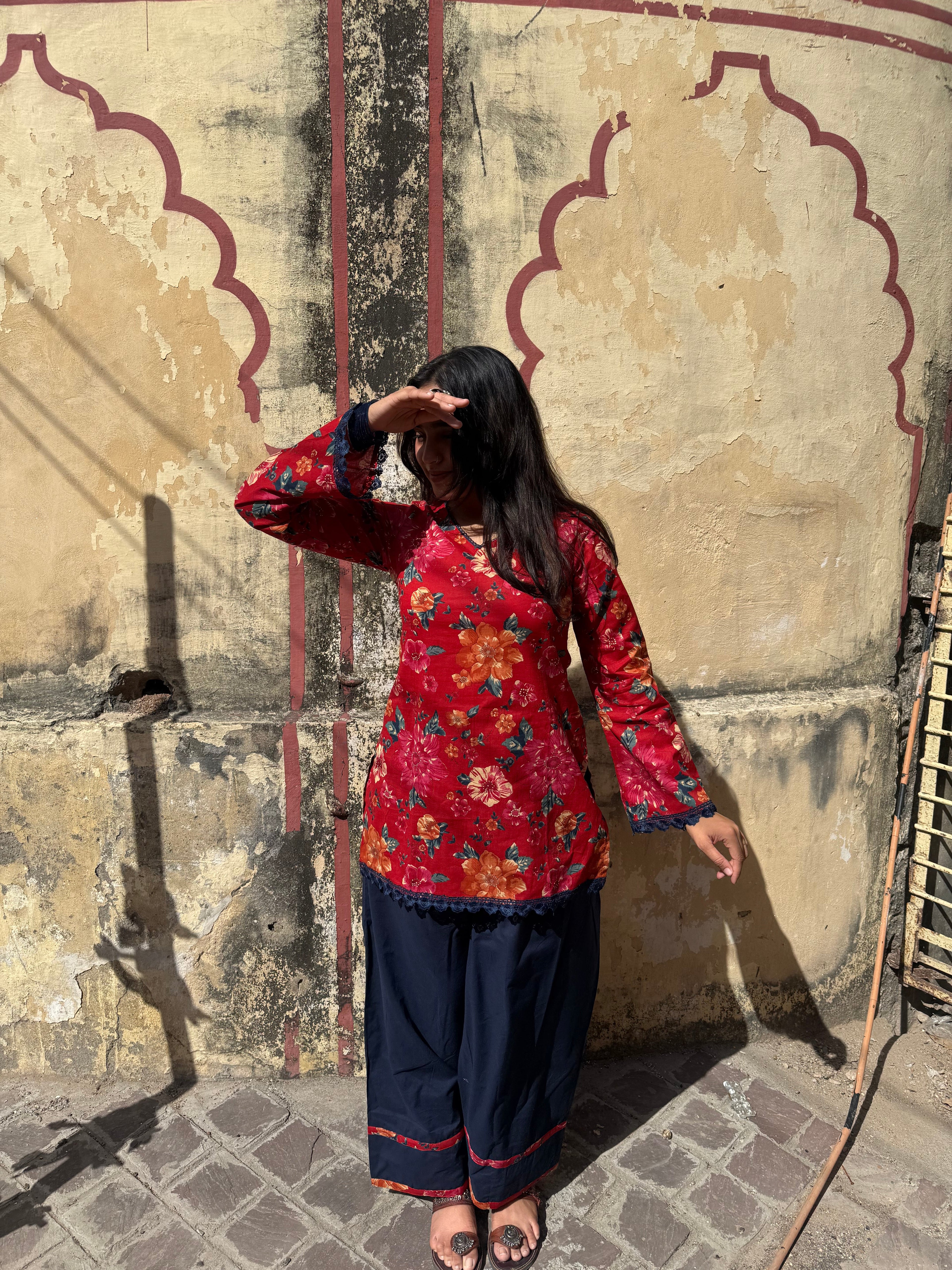 Gulnaar Floral Farshi Salwar Set