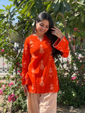 Orange Handblock Farshi Salwar Set