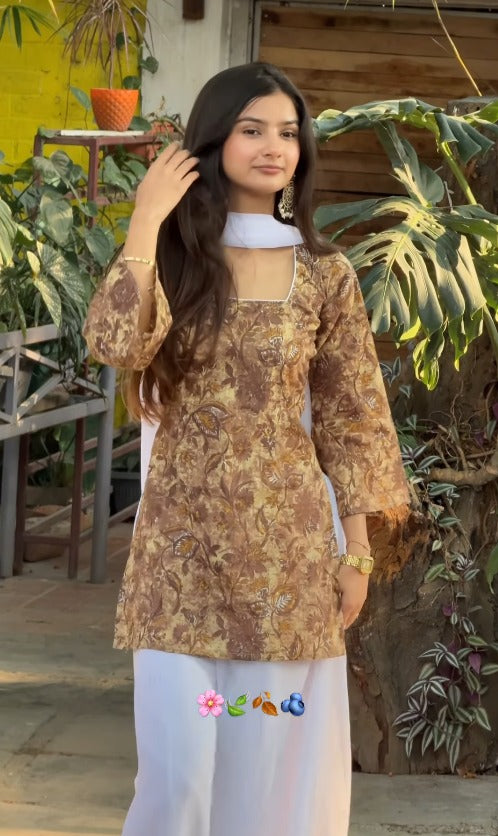 Jaipuri Soft Cotton Rayon Padded Top & Palazzo Set