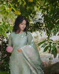 Soft Mint Green Textured Kurta Set with Sheer Dupatta