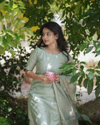 Soft Mint Green Textured Kurta Set with Sheer Dupatta
